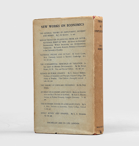 Essays in the Theory of Employment.,ROBINSON, Joan. ,1937