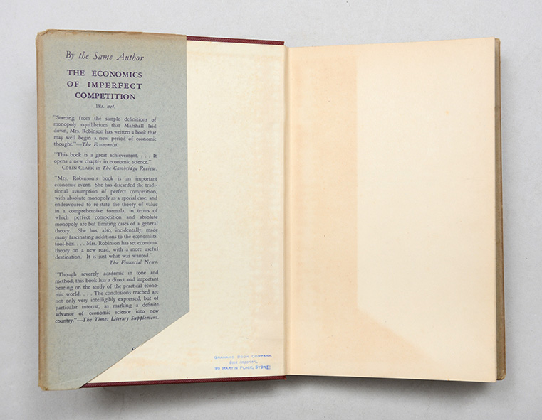 Essays in the Theory of Employment.,ROBINSON, Joan. ,1937