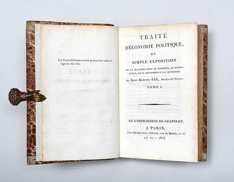 高価なEconomie politique chrétienne1834/初版 TraitŽ d'Žconomie politique,,SAY, Jean-Baptiste.,1803,His masterpiece