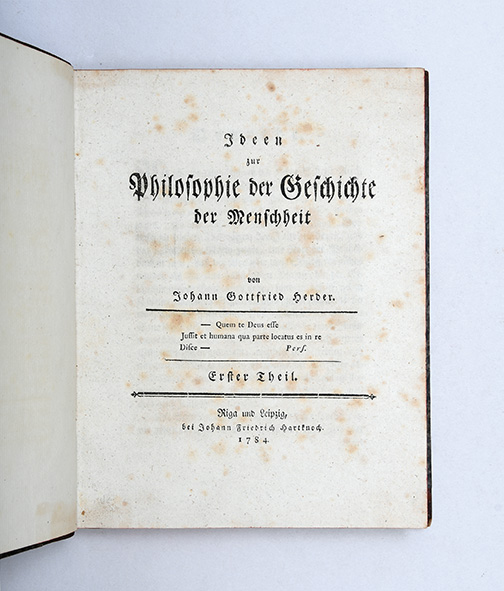 Ideen zur Philosophie der Geschichte der Menschheit.,HERDER