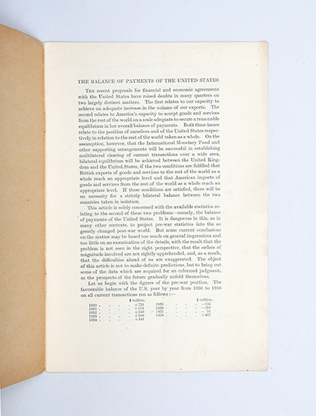 The Balance of Payments of the United States.,KEYNES, John Maynard