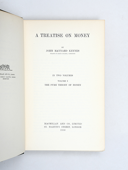 A Treatise on Money.,KEYNES, John Maynard.,1930,Monetary theory