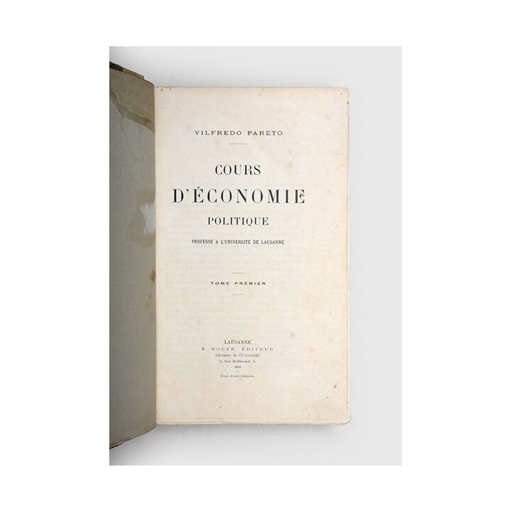 Cours d'Économie Politique.,PARETO, Vilfredo.,1896,Pareto's Principle