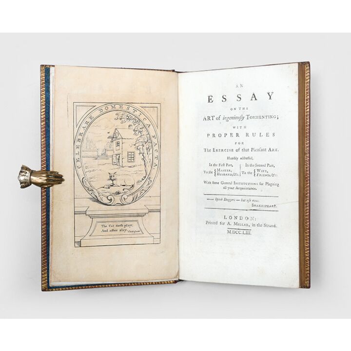 An Essay on the Art of Ingeniously Tormenting;,COLLIER, Jane.,1753