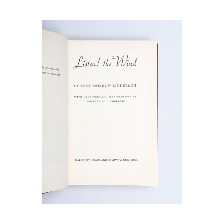 Listen! the Wind.,LINDBERGH, Anne Morrow.,1938
