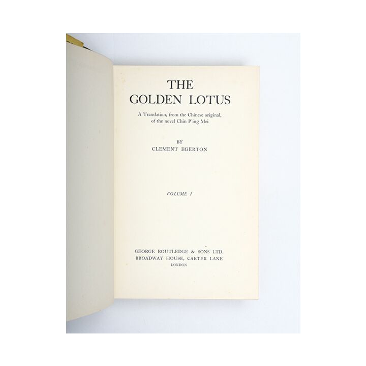 The Golden Lotus.,EGERTON, Clement (trans.).,1939,China's Lady