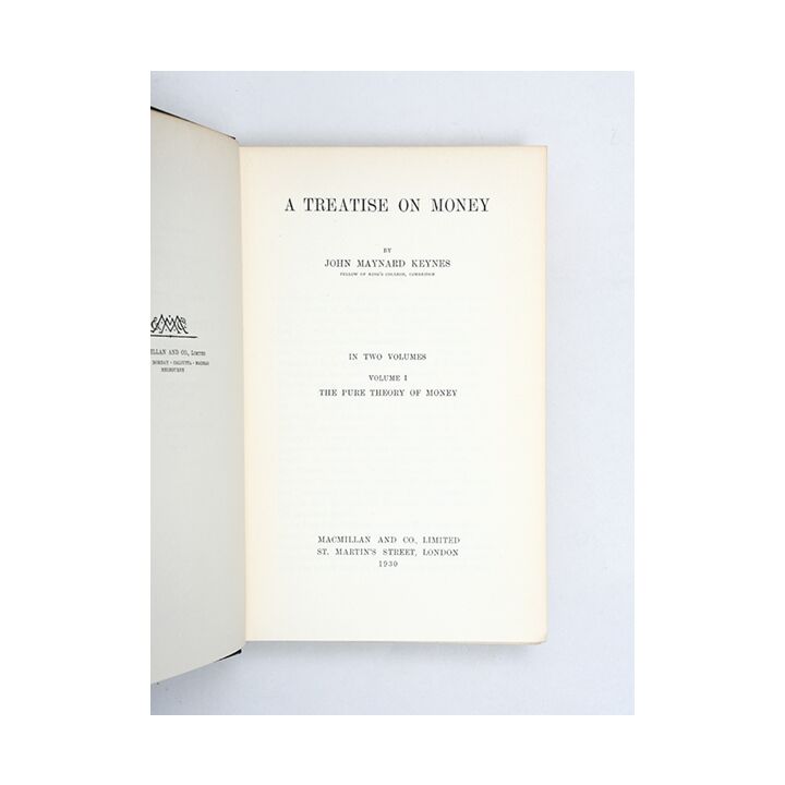 A Treatise on Money.,KEYNES, John Maynard.,1930,Monetary theory