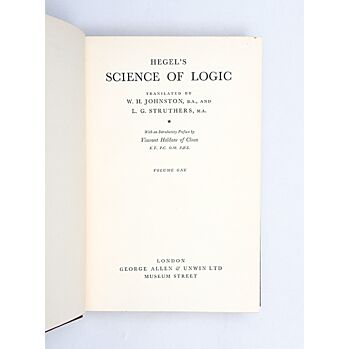 Science of Logic.,HEGEL, Georg Wilhelm Friedrich.,1929